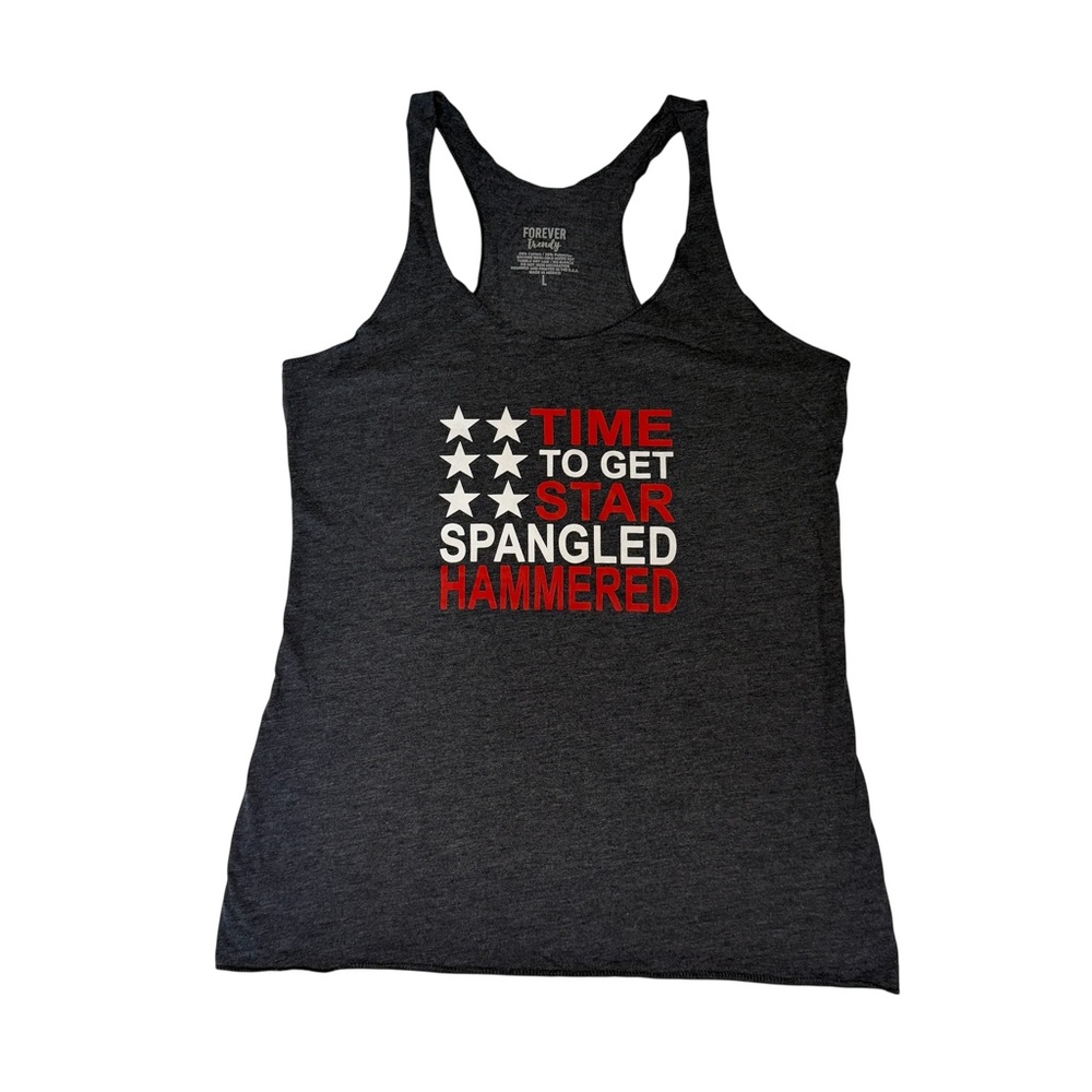 Fourth of July Funny Charcoal Tank Top with Patriotic Print